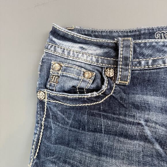 Miss Me Embroidered Pocket Bootcut Jeans 27 Mid Rise Denim Western Bling - Picture 8 of 10